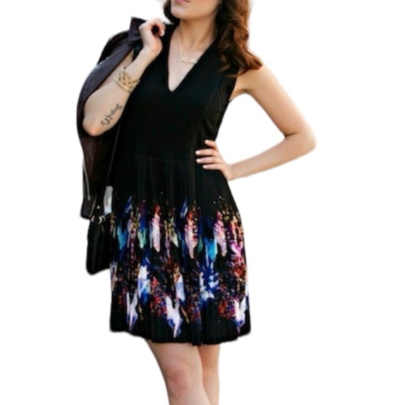 Sandro Cocktail Pleated Mini Dress Black Size Small NWT - Picture 1 of 15